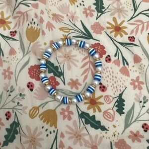 Blue and White Beaded Kids Bracelet
